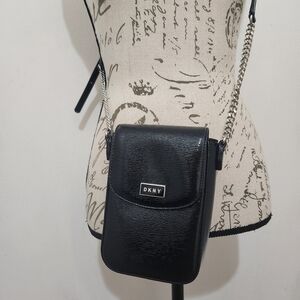 DKNY Black Mini Crossbody Bag With Half Chain Strap